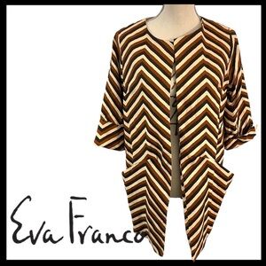 Anthro Eva Franco Chevron Stripe Cotton Open Front French Cuff Jacket (XS/S)